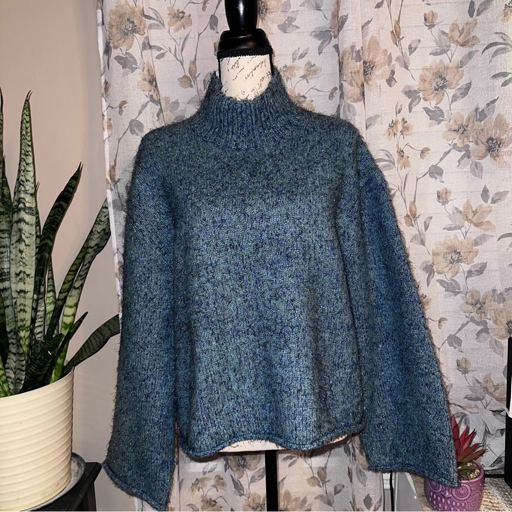 Anthropologie Blue Women's Cowl Neck Sweater - Picture 3 of 5